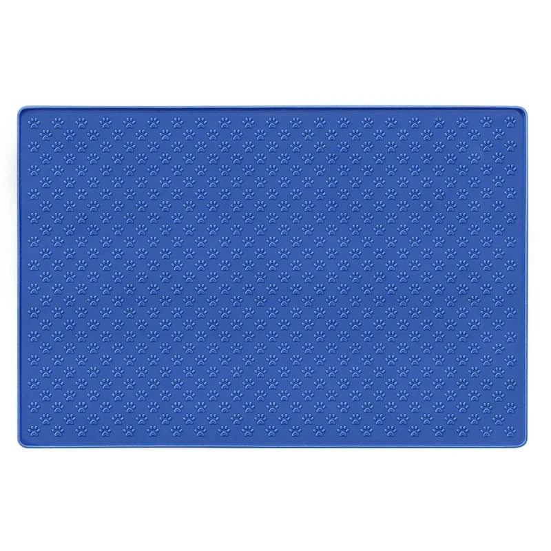 Blue silicone pet feeding mat solid color waterproof