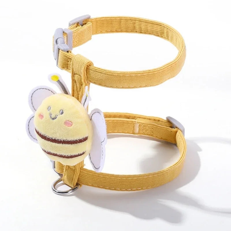 Bee charm buckle detail on cat harness