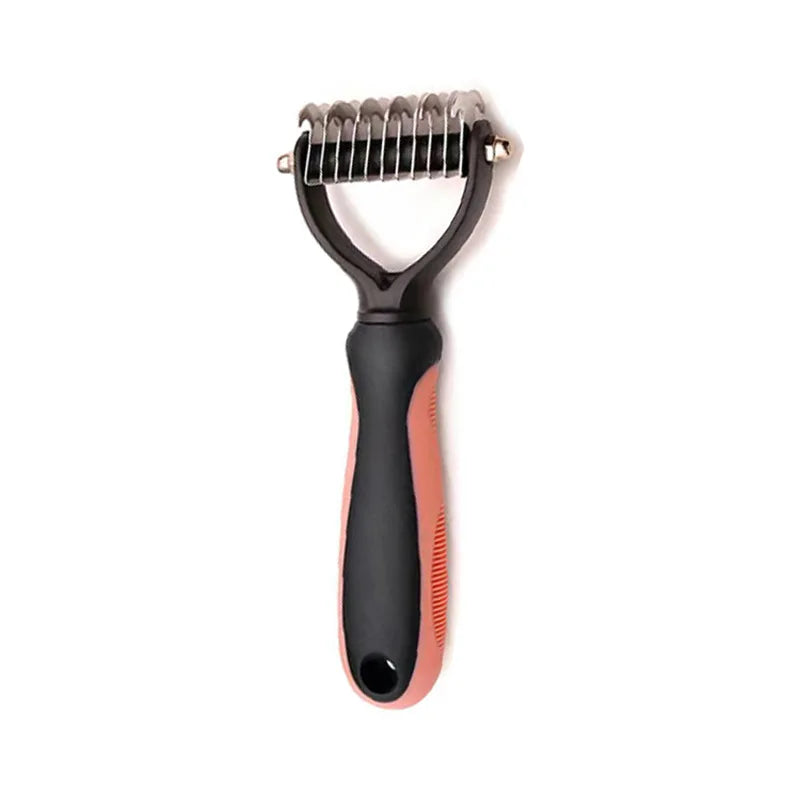 Red deshedding brush for dogs and cats professional grooming tool