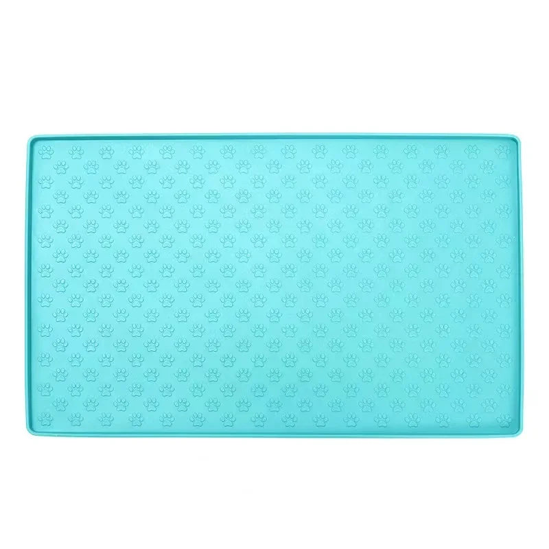 Turquoise silicone pet placemat flat lay bright color