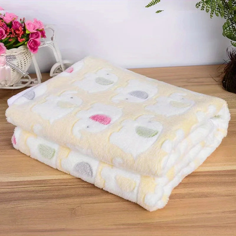 Yellow Super soft flannel throw blanket for dogs and cats elephant design