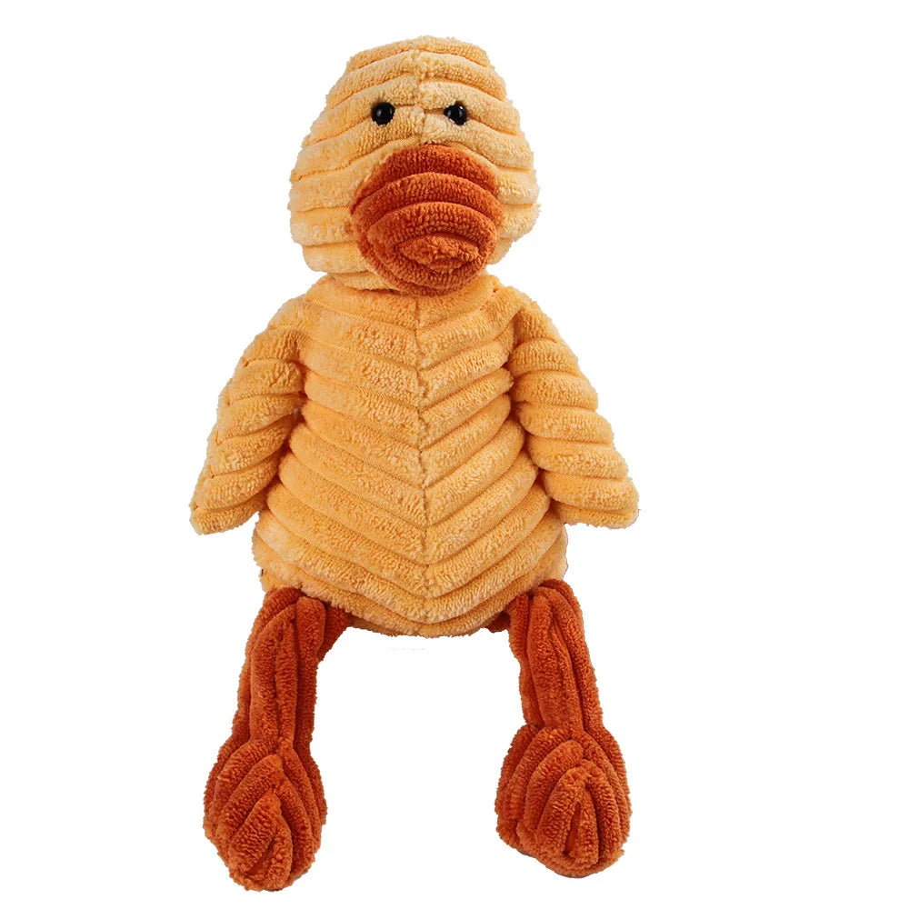 Yellow plush duck dental chew toy for dogs