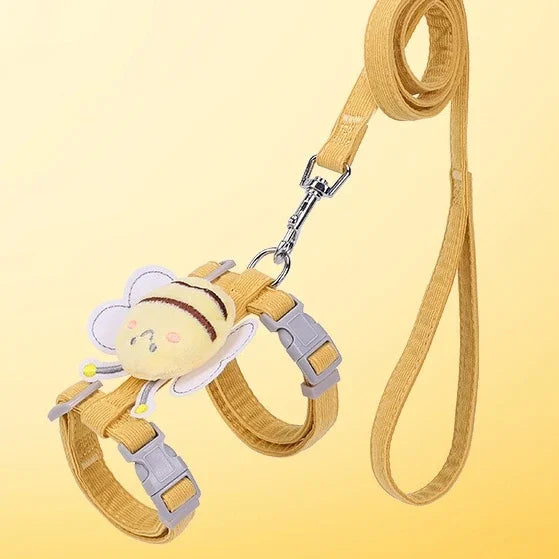 Yellow bee cat harness and leash set