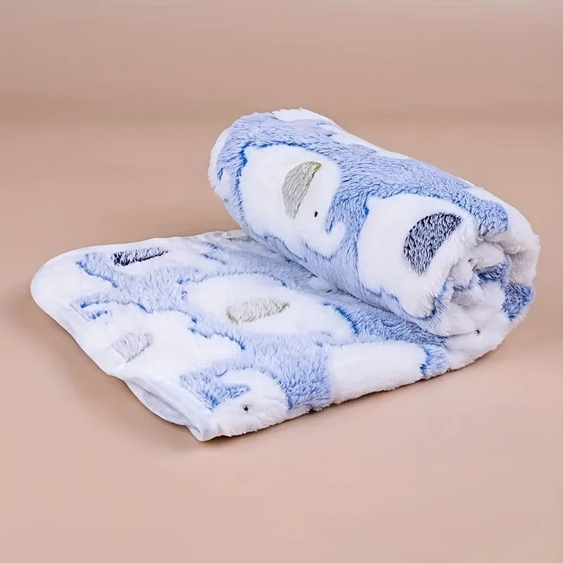 Rollup Cozy elephant design pet throw blanket displayed on bed home decor