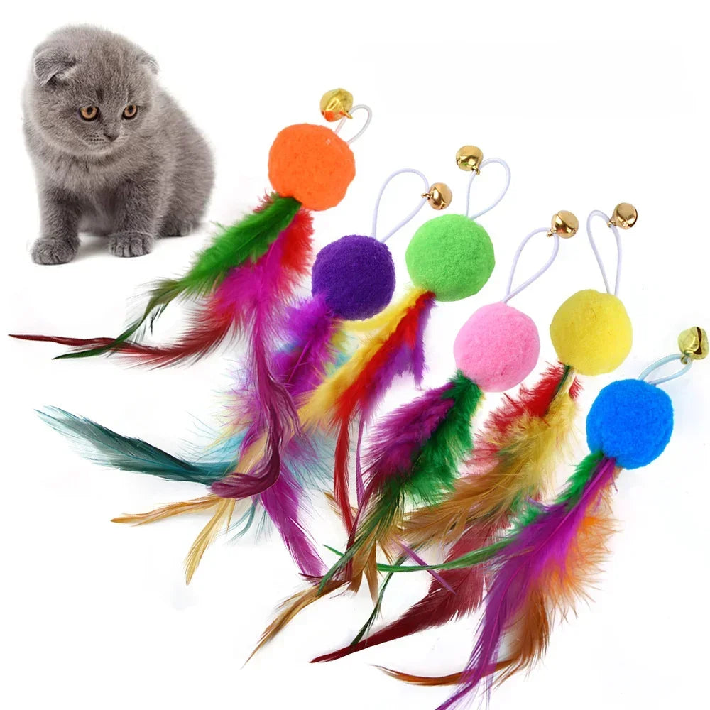 Interactive Cat Feather Wand Toy Set
