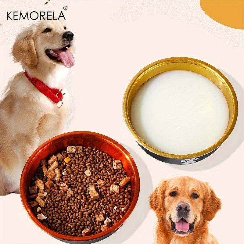 Golden retriever with food and water bowl set black and gold design