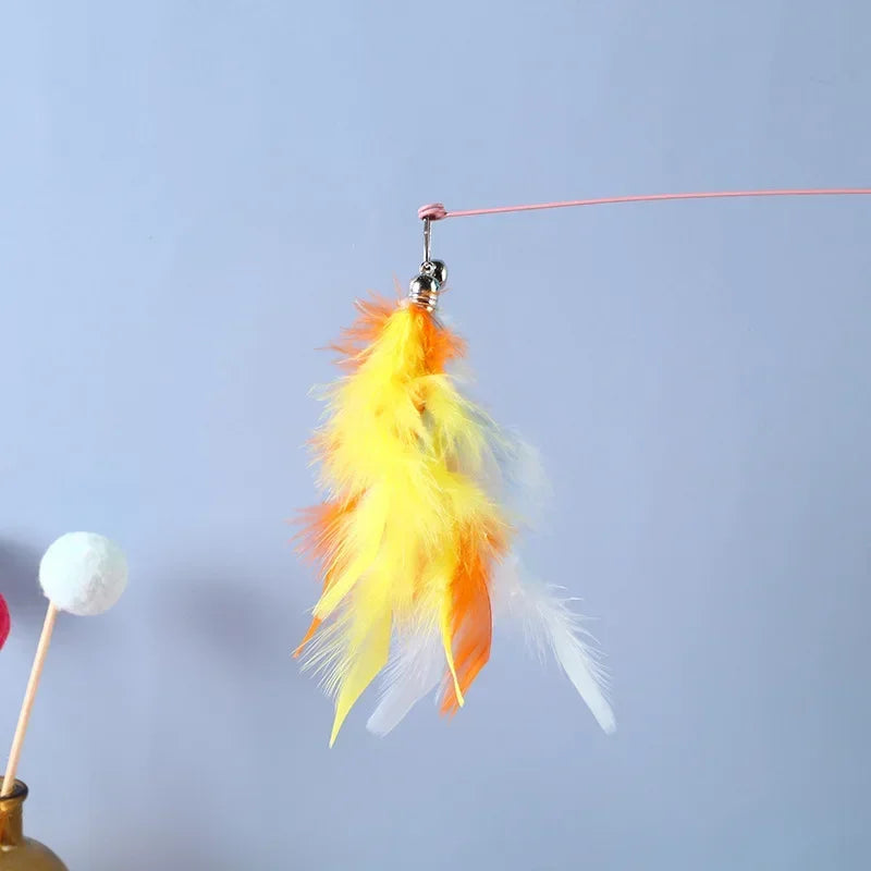 Interactive Cat Feather Wand Toy Set