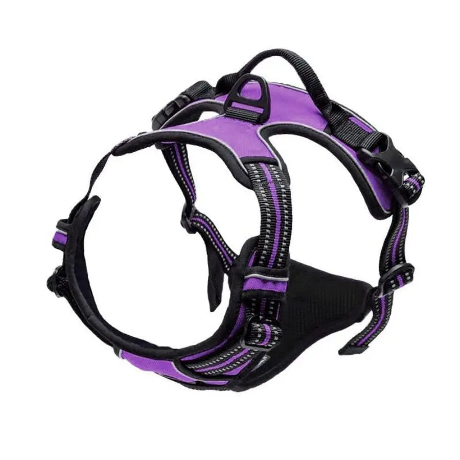 Purple reflective no-pull dog harness