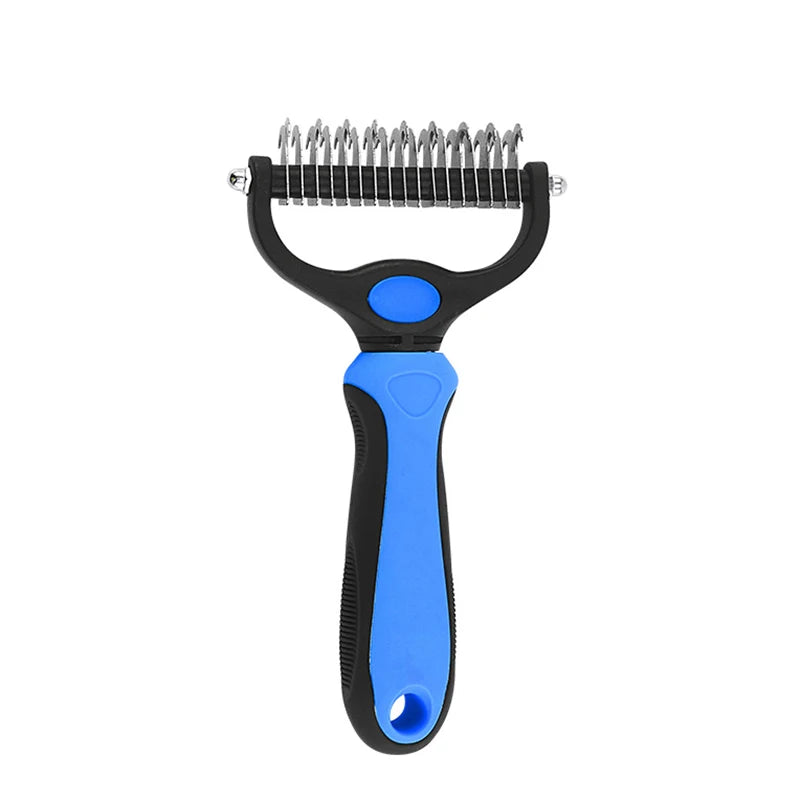 Blue deshedding brush size L with 17 teeth pet fur remover