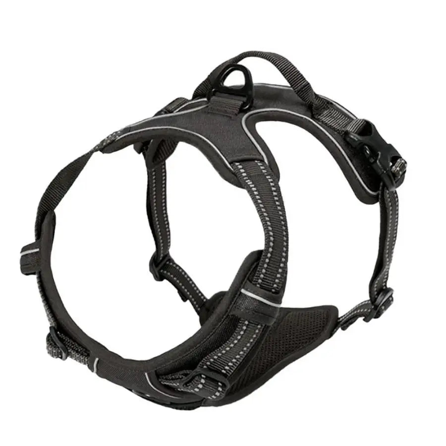 Black reflective no-pull dog harness