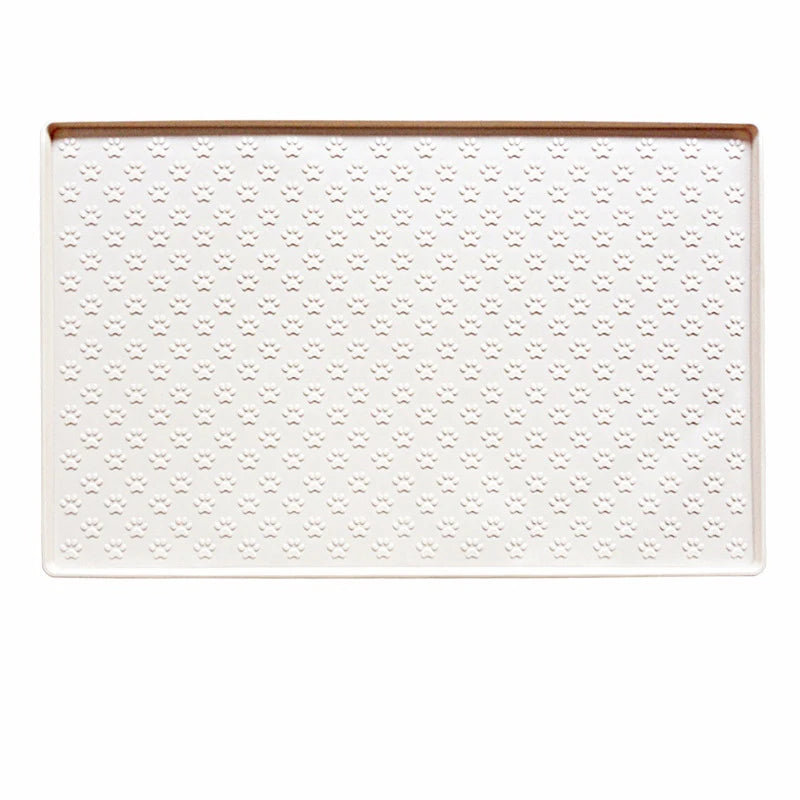 White silicone pet placemat with brown edge minimalist