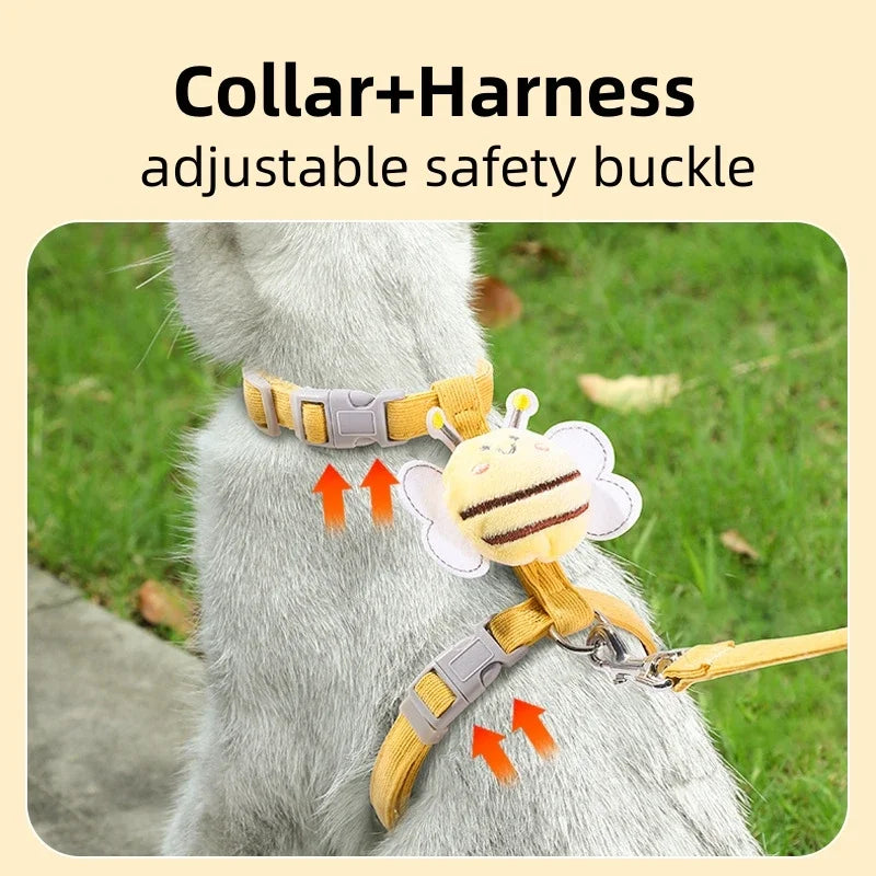 Adjustable safety buckle cat harness collar