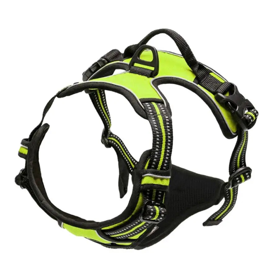 Lime green reflective dog harness