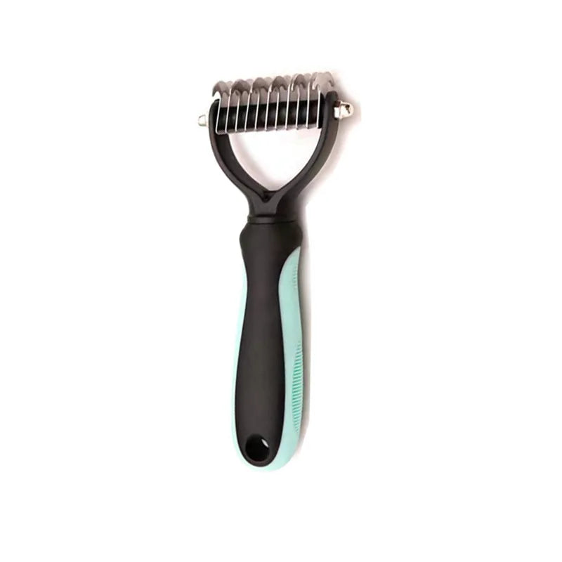 Green deshedding brush size L displayed on white background