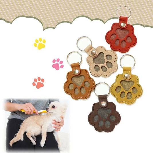 Multiple colors leather paw keychains displayed in row keepsake collection