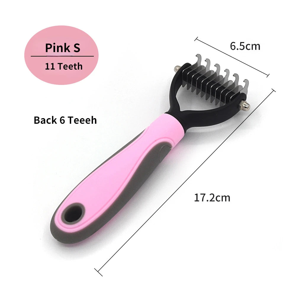 Pink deshedding brush size S with 11 teeth for small pets