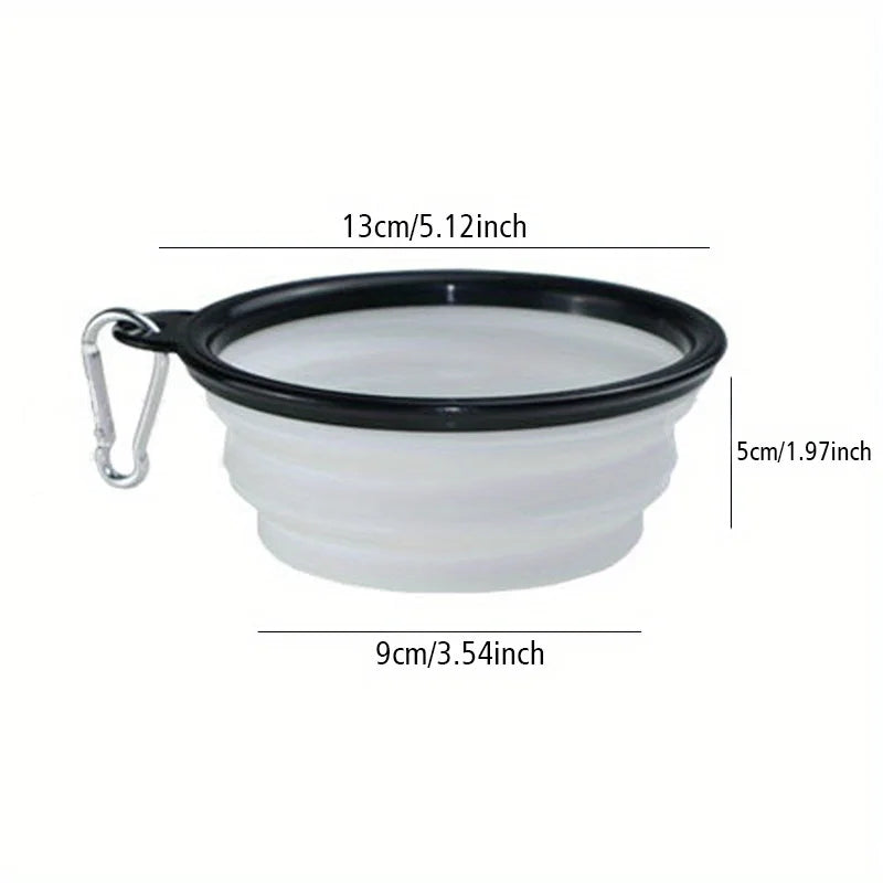 Gray silicone foldable bowl for dogs and cats portable feeder