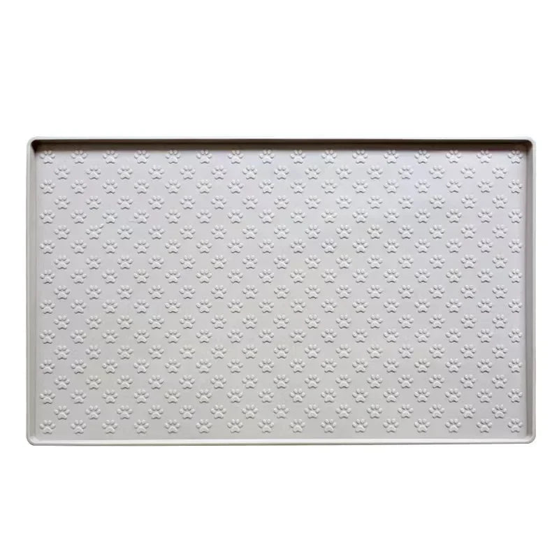 White silicone pet placemat with brown edge minimalist