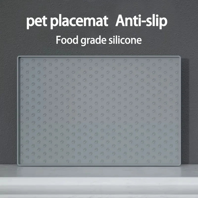 Gray silicone anti slip pet placemat with food grade label