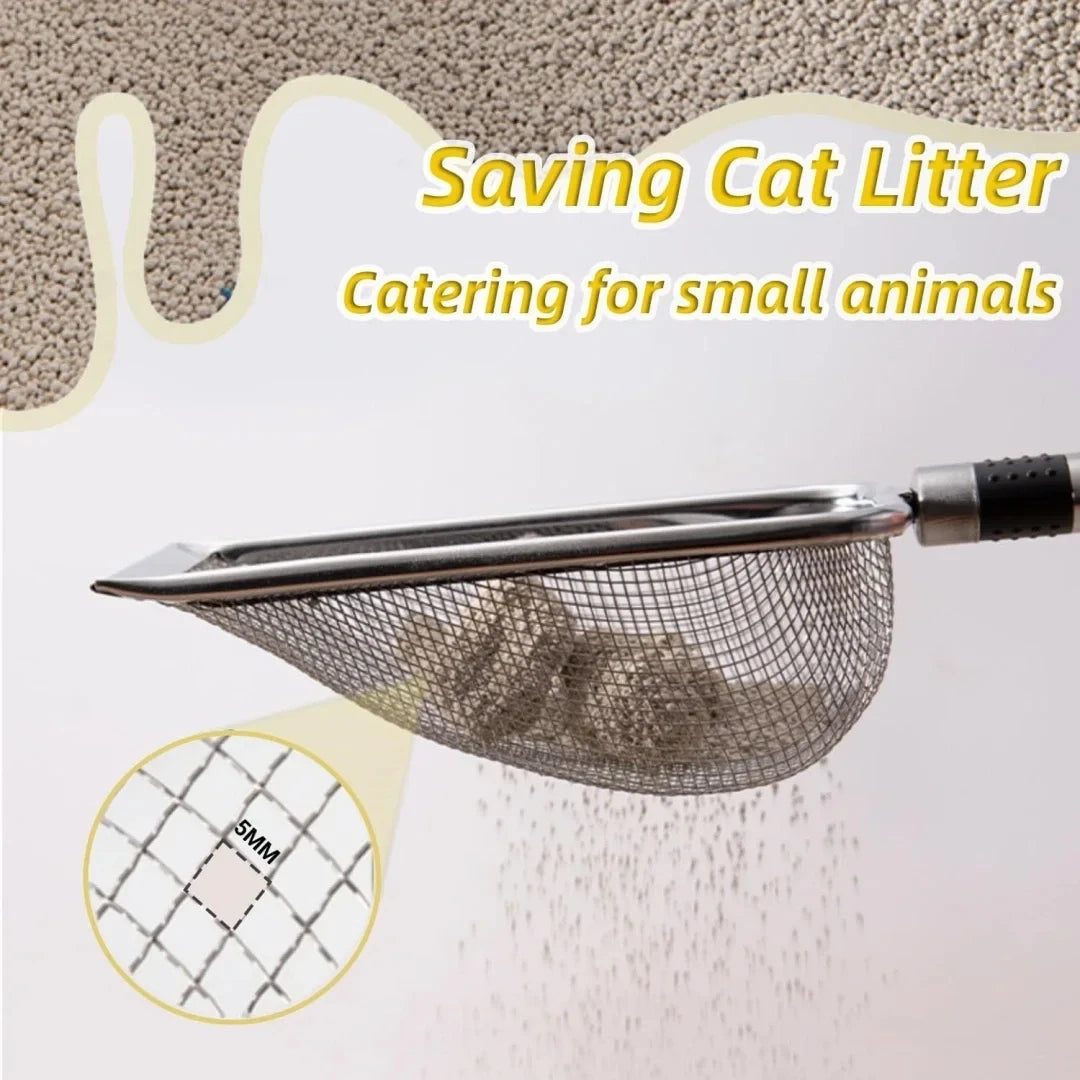 Stainless steel cat litter scoop with fine mesh saving litter for small animals