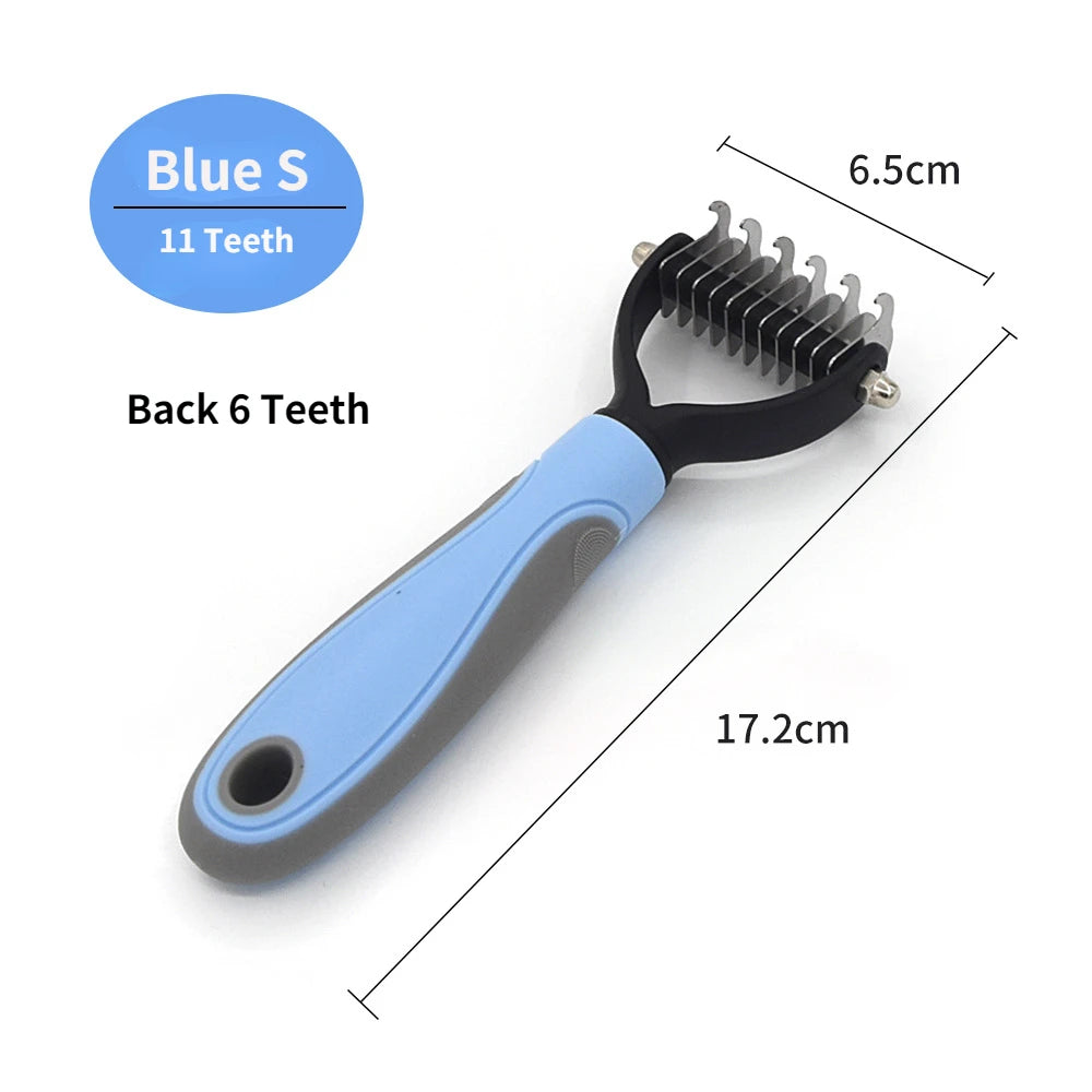 Blue deshedding brush size S with 11 teeth back 6 teeth design