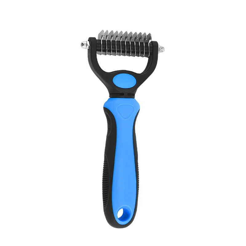 Blue deshedding brush size L with 17 teeth back 9 teeth design