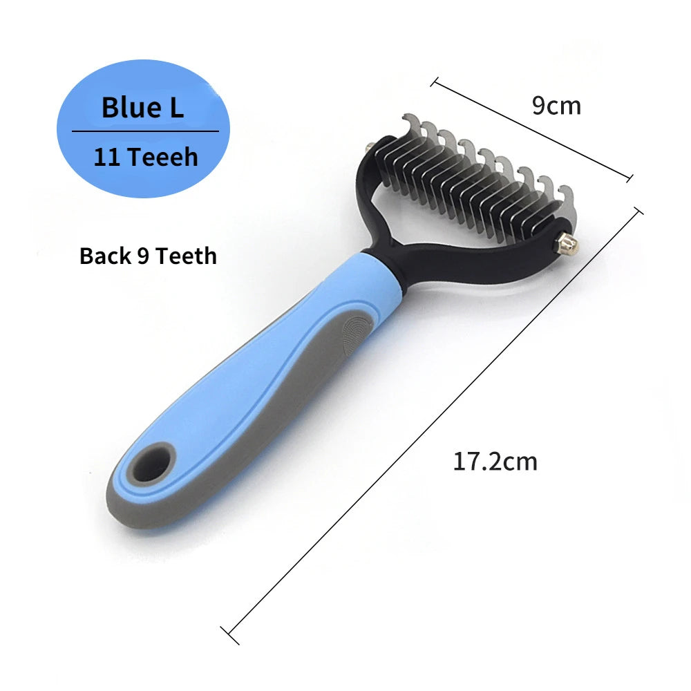 Blue deshedding brush size L with 17 teeth back 9 teeth design